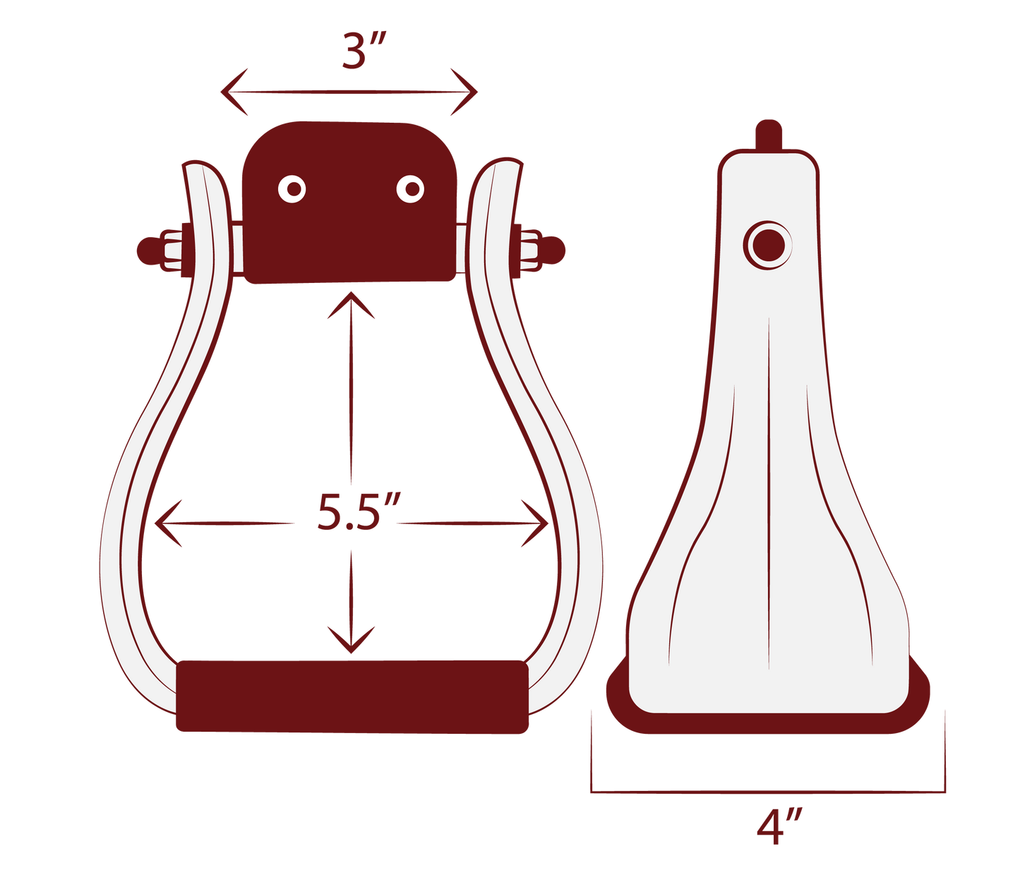 “Wrangler” Bell Stirrups - Measurements